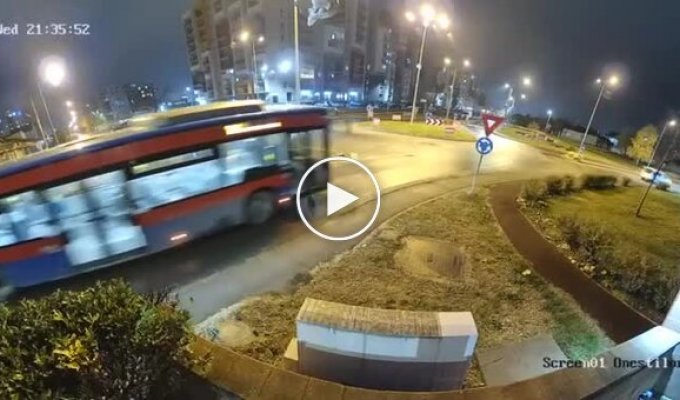 In Romania, a car flew over two cars and landed on a lawn