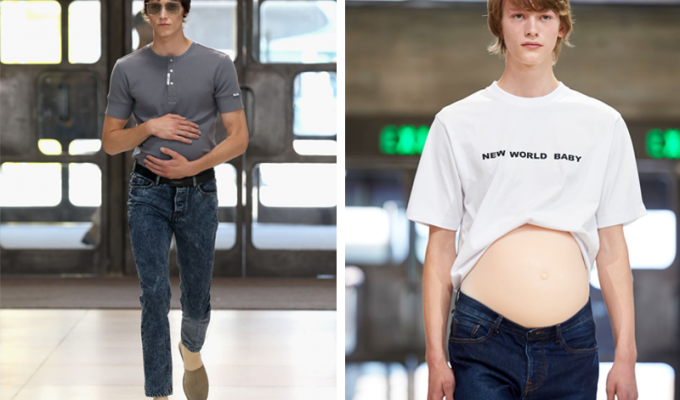 На неделе мужской моды появились беременные модники (5 фото)