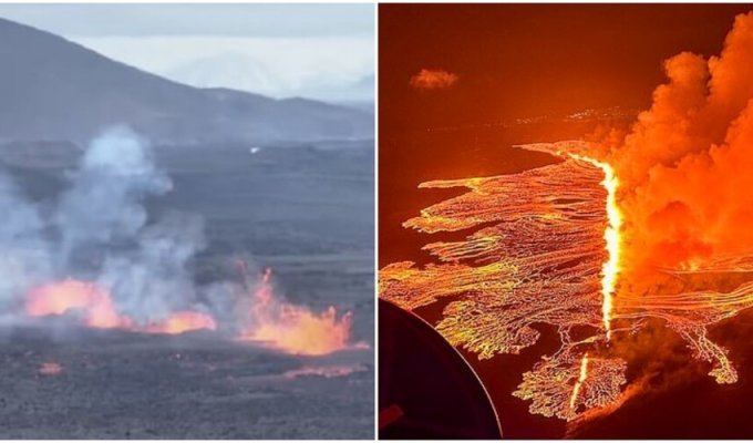 In Iceland, the city was evacuated due to a volcanic eruption (13 photos + 2 videos)