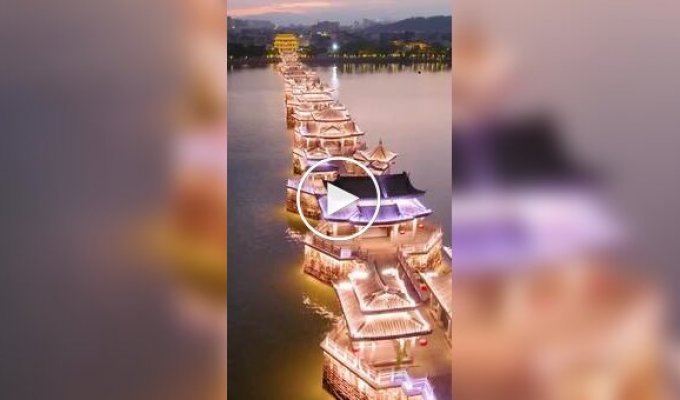 Guangji - an ancient bridge crossing the Han River in Chaozhou, Guangdong Province, China