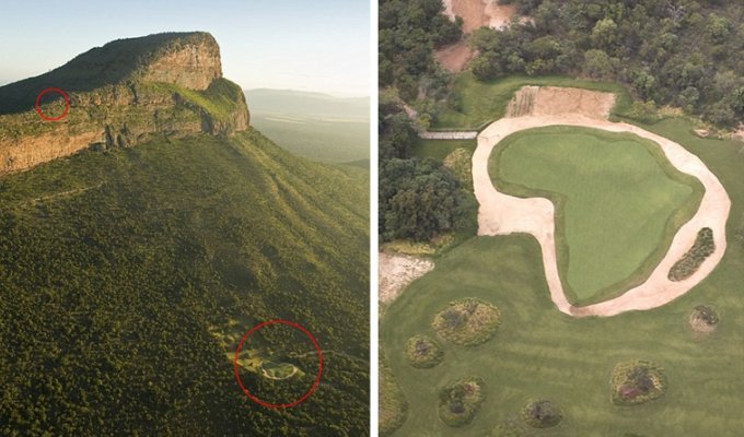 Экстремальный гольф, в который получится сыграть только с вертолета (7 фото + 1 видео)