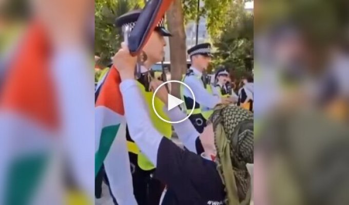 Неожиданный эпизод на протестной акции в Великобритании
