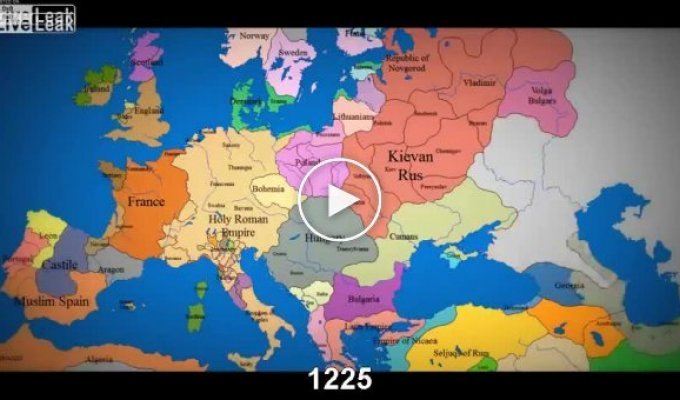 Карта Европы  на протяжение 1000 лет