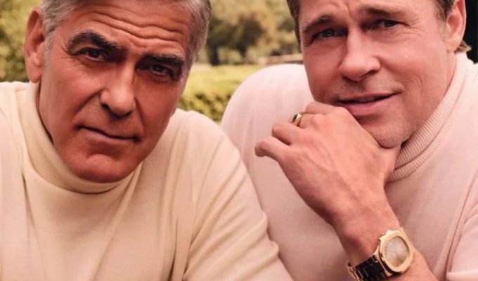 Brad Pitt and George Clooney's photo shoot that young people will envy (5 photos + video)