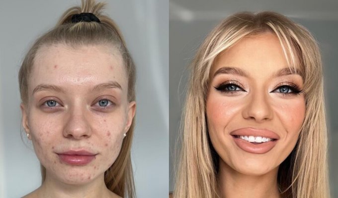 Girls before and after transformation using makeup (14 photos)