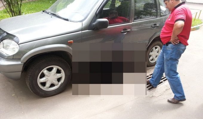Случай с припаркованным авто во дворе (4 фото)