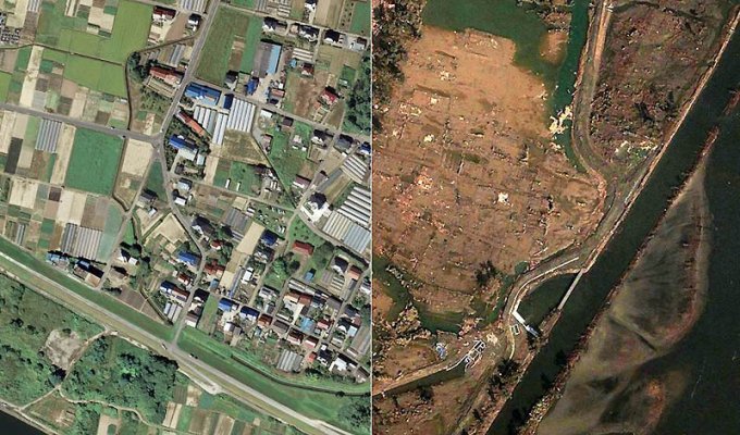 Снимки со спутника: До и после землетрясения в Японии (42 фото)