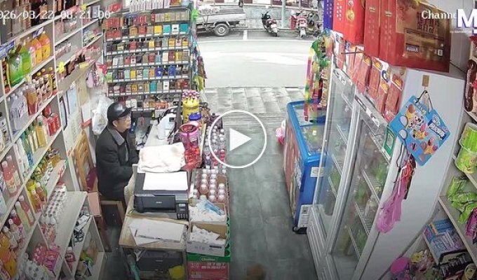 Обезьяна обокрала отвлекшегося владельца магазина