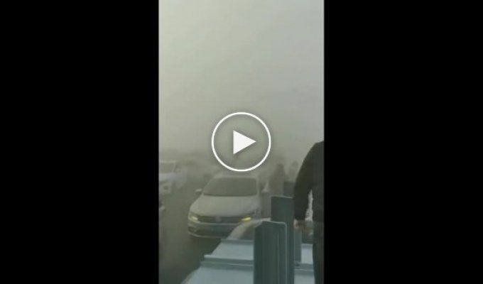 Китайцы коллективно игнорируют туман на трассе
