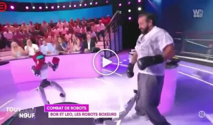 Man in France stages boxing match against humanoid robots