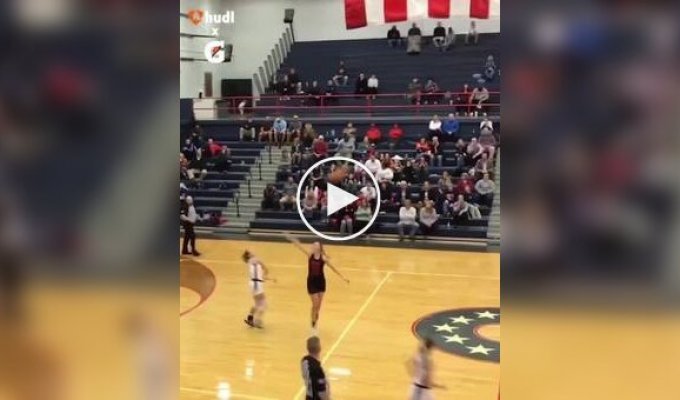 Unusual basketball throw at the final whistle from a girl