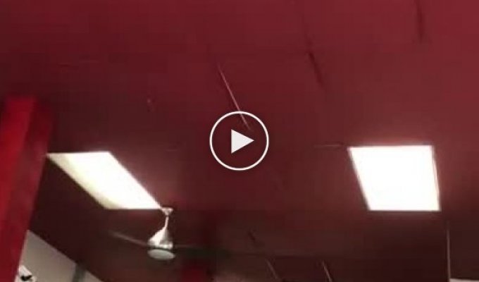 Девушка проломила потолок в американском ресторане быстрого питания