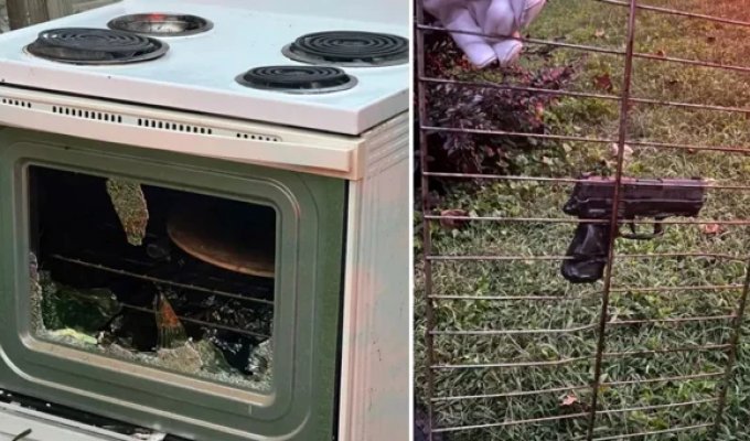 American forgot that he left a gun in the oven (3 photos)