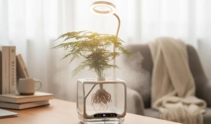 Прозрачный горшок для выращивания растений без почвы и полива (4 фото + 1 видео)