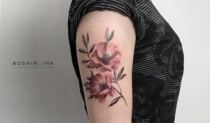 Татуировки от тату-мастера Oshin Timoshin, вдохновлённые природой (10 фото)