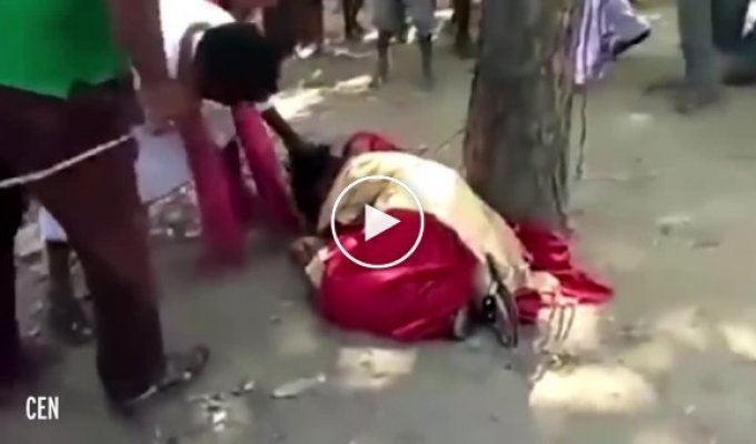 В Индии 18-летнюю девушку привязали к дереву за то, что она хотела сбежать со своим возлюбленным