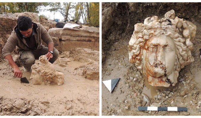 Heads of statues of Aphrodite and Dionysus were found in an ancient city in Turkey (7 photos)