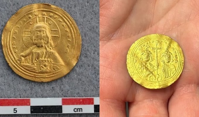 В Норвегии нашли византийскую золотую монету (3 фото)