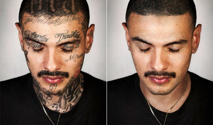Как выглядят бывшие бандиты, если смыть с них татуировки (10 фото)