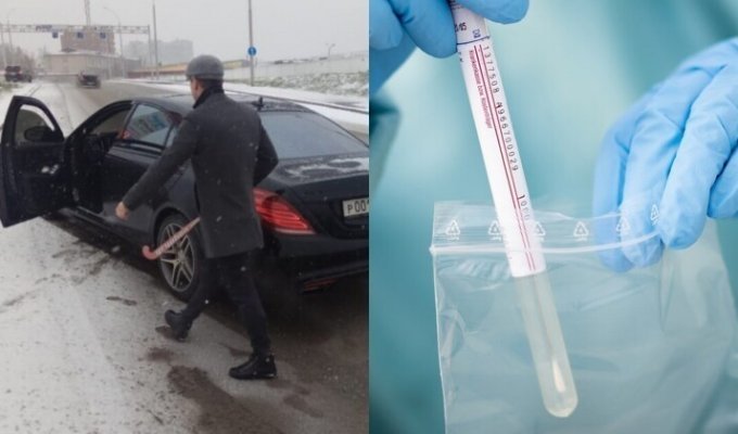 В Екатеринбурге водитель с клюшкой напал на авто, перевозившее мазки пациентов с COVID (6 фото)