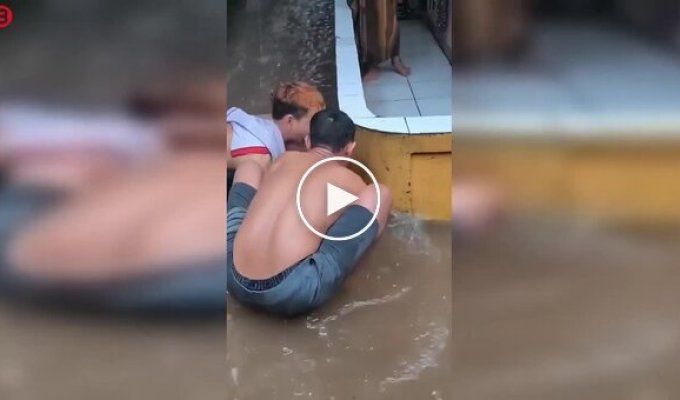 У Таїланді спіймали гігантського пітона на затопленій вулиці