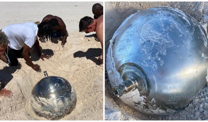 На Багамах нашли странный титановый шар с надписями на русском языке (5 фото)