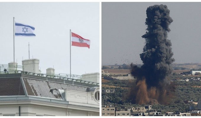 Президент Турции проклял Австрию за поднятые флаги Израиля на правительственном здании (14 фото)