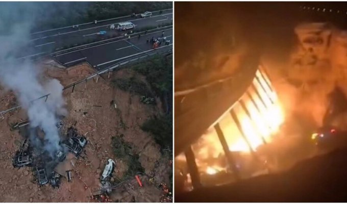 Expressway collapses in China (3 photos + 1 video)