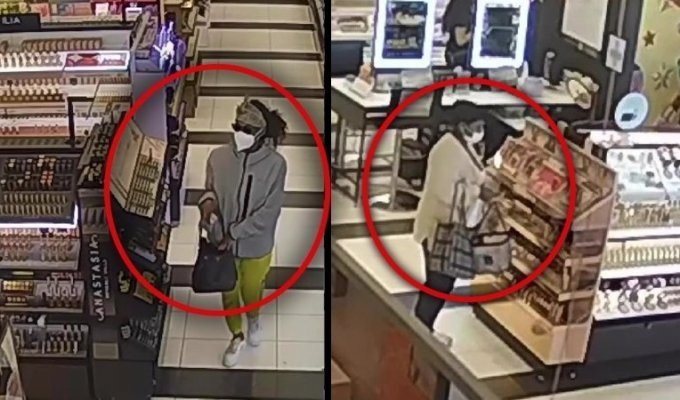 Thieves stole $10,000 worth of cosmetics from the store (2 photos + 1 video)
