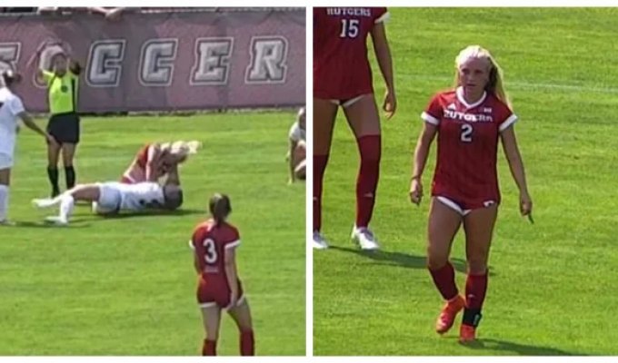 A wild fight broke out on the field during a women's football match (4 photos + 1 video)