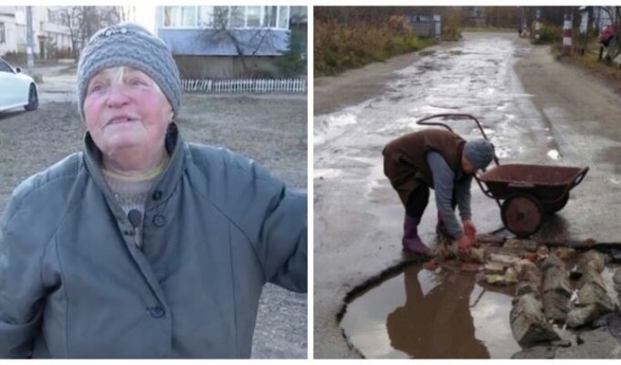 80-летняя жительница Нижегородской области сама починила дорогу (1 фото)