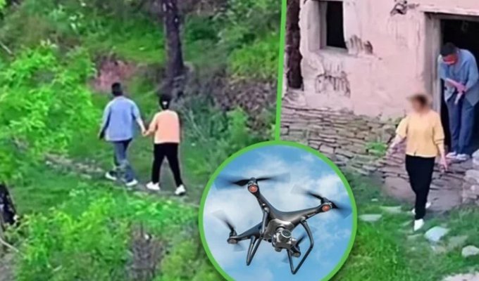 Китаец с помощью дрона раскрыл измену (4 фото)