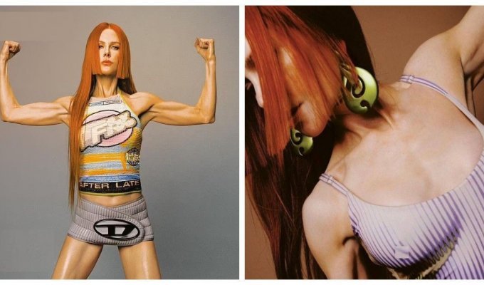 55-летняя Николь Кидман показала мускулы на обложке журнала (8 фото)