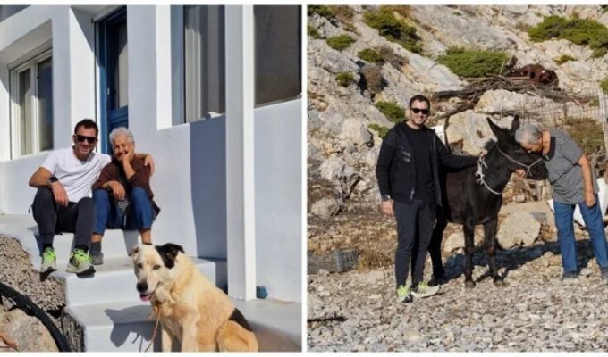 The only resident of a Greek island received an unexpected gift (2 photos + 1 video)