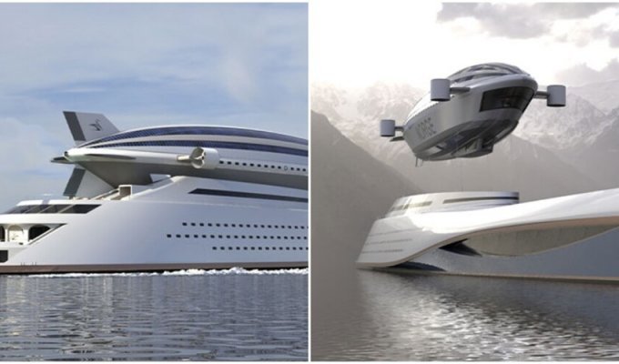 Designers presented a megayacht with its own airship (6 photos + 1 video)