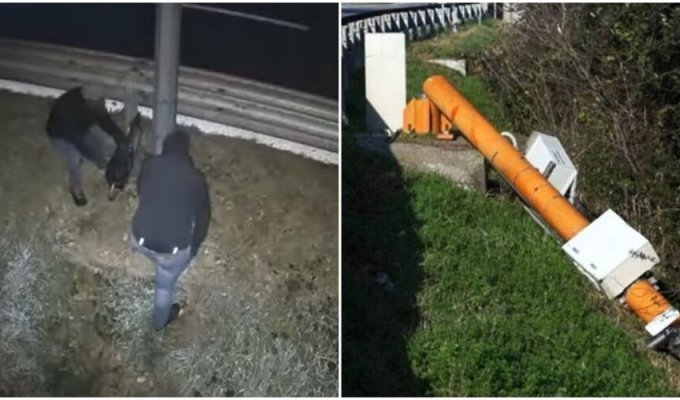 In Italy, a "Flexman" has started up, which destroys cameras on the roads (5 photos + 1 video)