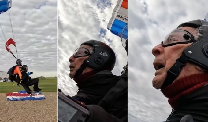106-year-old skydiver set a new record (5 photos + 1 video)