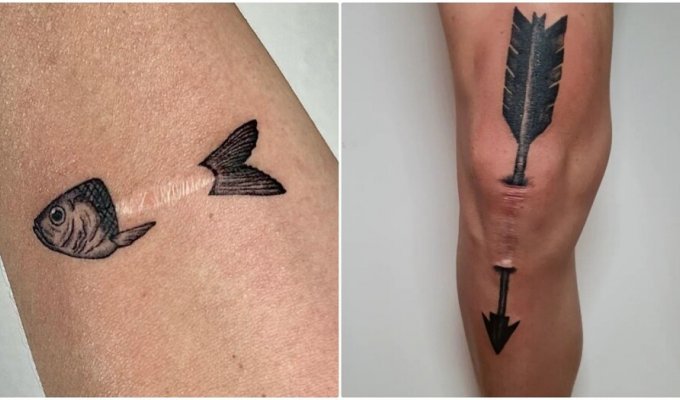 14 original ways to mask a scar with a tattoo (15 photos)