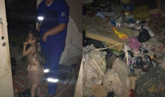 Двух голых детей-маугли обнаружили в заваленной мусором квартире в Ульяновске (9 фото)