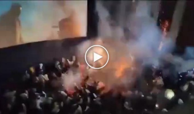 In India, spectators set off fireworks at a cinema