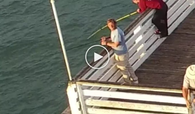Рыбак попытался поймать квадрокоптер