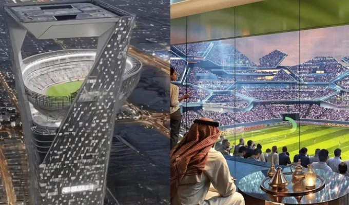 В Саудовской Аравии планируют построить стадион на крыше небоскреба (4 фото + 1 видео)