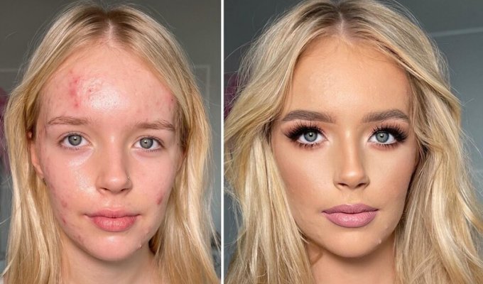 Transformations of girls before and after makeup (15 photos)
