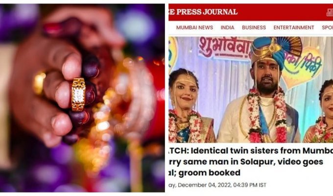 Житель Индии женился сразу на двух сёстрах-близнецах и был задержан полицией (2 фото)