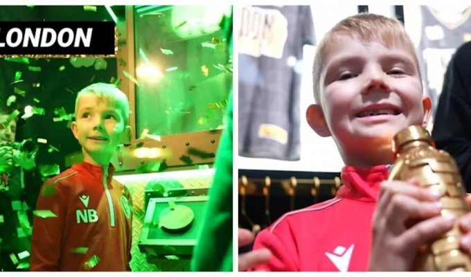 The boy won a gold bottle worth half a million dollars in a competition (5 photos + 1 video)