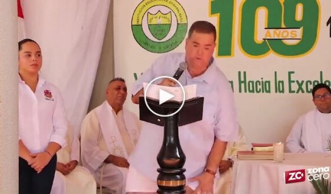 In Colombia, the mayor's pants fell off during a speech.