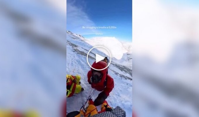 The Sherpa guide lit a cigarette at 8,000 meters.