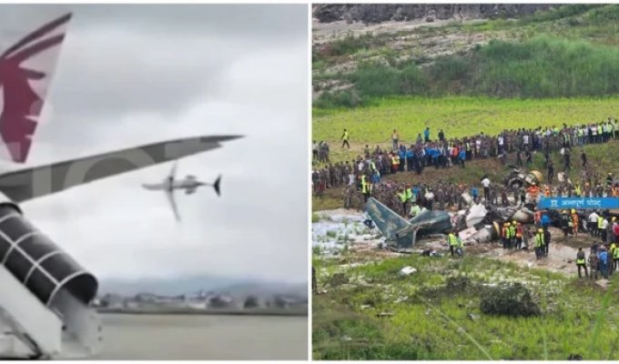 Крушение пассажирского самолёта в Непале попало на видео (3 фото + 3 видео)