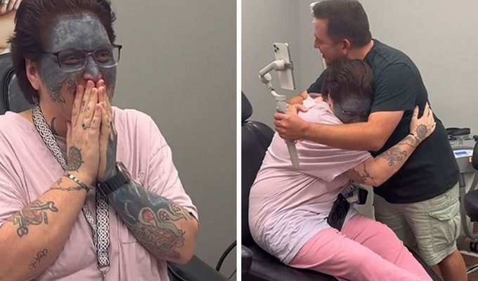 A woman whose face was disfigured by a tattoo against her will was helped by a video blogger (10 photos)