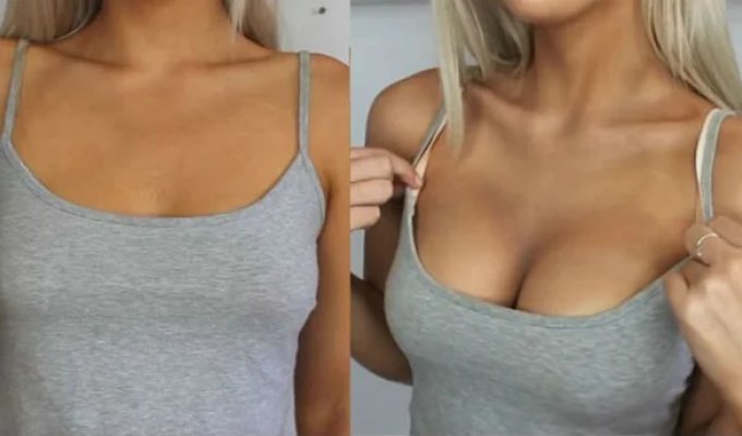 A beauty blogger showed how to enlarge breasts with makeup (9 photos)